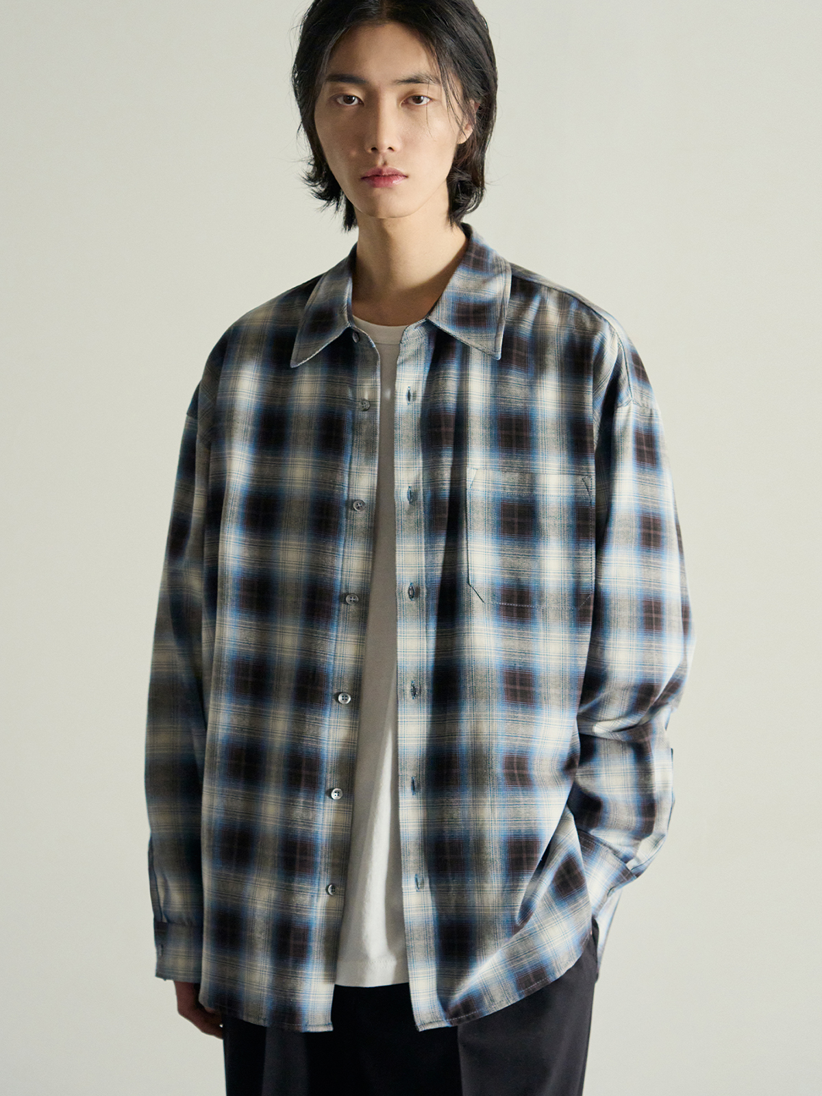 FRENCH OMBRER CHECK SHIRK [BLUE]